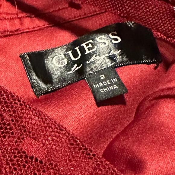 Guess Champagne Red A-Line Silk Sweetheart Dress in Size 2 (Like New) - Picture 10 of 11